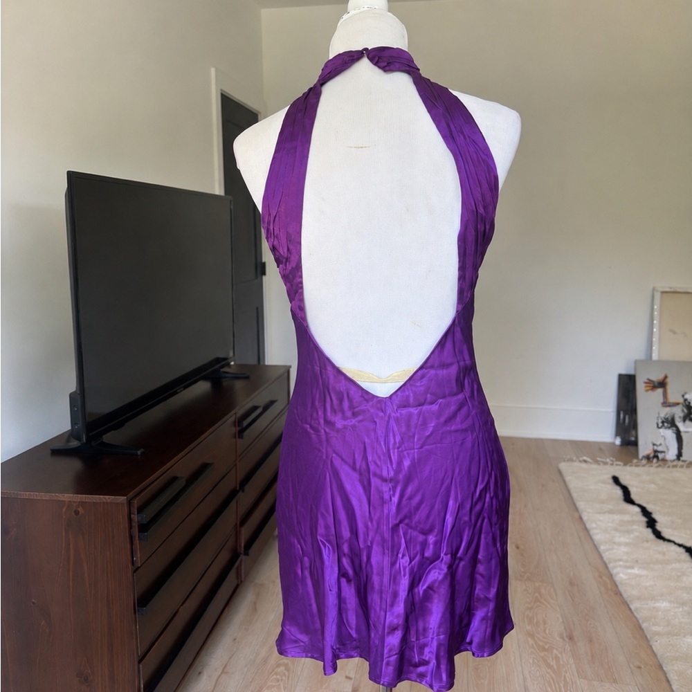 MESHKI Claire purple Halter Mini Dress - Picture 5 of 8